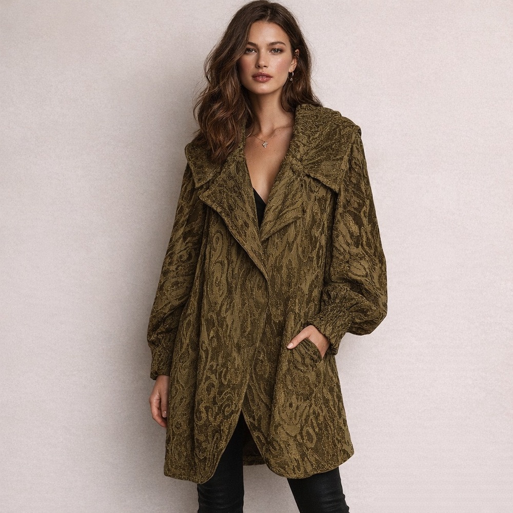 Donna Karan‎ Collection RARE Rembrandt Stretch Velvet Tapestry Coat